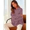 image:imageANRABESS Womens Oversized Quarter Zip Pullover Sweaters  Fall Fashion Outfits Long Sleeve Slit Side Baggy Loose Fit 14 Zip Lapel Collared Ribbed Knit Soft Warm Winter ClothingPurple