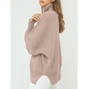 image:imageANRABESS Womens Oversized Quarter Zip Pullover Sweaters  Fall Fashion Outfits Long Sleeve Slit Side Baggy Loose Fit 14 Zip Lapel Collared Ribbed Knit Soft Warm Winter ClothingSand