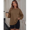 image:imageANRABESS Womens Oversized Sweatshirt Side Slit Pullover  Boat Neck Long Sleeve Soft Cozy lightweight Fabric Lounge Travel Daily Wear Trendy Y2K Style Fall Winter Spring OutfitsCamel