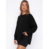 image:imageANRABESS Womens Oversized Sweatshirt Side Slit Pullover  Boat Neck Long Sleeve Soft Cozy lightweight Fabric Lounge Travel Daily Wear Trendy Y2K Style Fall Winter Spring OutfitsBlack