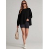 image:imageANRABESS Womens Oversized Sweatshirt Side Slit Pullover  Boat Neck Long Sleeve Soft Cozy lightweight Fabric Lounge Travel Daily Wear Trendy Y2K Style Fall Winter Spring OutfitsBlack