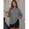 image:imageANRABESS Womens Oversized Sweatshirt Side Slit Pullover  Boat Neck Long Sleeve Soft Cozy lightweight Fabric Lounge Travel Daily Wear Trendy Y2K Style Fall Winter Spring OutfitsGrey