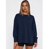 image:imageANRABESS Womens Oversized Sweatshirt Side Slit Pullover  Boat Neck Long Sleeve Soft Cozy lightweight Fabric Lounge Travel Daily Wear Trendy Y2K Style Fall Winter Spring OutfitsNavy Blue