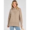 image:imageANRABESS Womens Oversized Turtleneck Tunic Sweater  Chunky Soft Batwing Pullover Side Hem Split Knit Tops Dressy Casual Work Office Clothes for Fall Winter TransitionTan