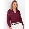 image:imageANRABESS Womens Quarter Zip Collared Cropped Pullover Sweaters  Long Sleeve V Neck Soft Ribbed Knit Shirts Loose Fit Business Casual Tops Fall Winter OutfitsBurgundy
