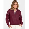 image:imageANRABESS Womens Quarter Zip Collared Cropped Pullover Sweaters  Long Sleeve V Neck Soft Ribbed Knit Shirts Loose Fit Business Casual Tops Fall Winter OutfitsBurgundy