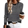 image:imageANRABESS Women Long Sleeve Striped Sweater Top  Crochet Knit Crew Neck Pullover Comfy Soft Clothing Casual Daily Wear Work Travel amp Vacation Fall Spring Trendy OutfitsBlack White