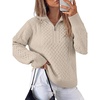 image:imageANRABESS Womens Cable Knit Quarter Zip Pullover Sweaters  Long Sleeve V Neck Collared Cozy Warm Loose Tops Business Casual Work Office Daily Wear 2026 Fall Winter Fashion OutfitsAlmond