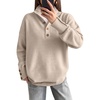 image:imageANRABESS Womens Long Sleeve Knit Shirts Henley Sweater  Turtle Neck Button Placket Soft Pullover Top Loose Fit Trendy Business Casual Work WearFall Fashion Winter ClothingAlmond
