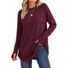 image:imageANRABESS Womens Long Sleeve Lightweight Pullover Sweaters  Casual Loose Fit Shirts Crew Neck Thumb Hole Tops Going Out Travel AllDay Wear Fall Winter Layering ClothesWine Red