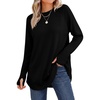 image:imageANRABESS Womens Long Sleeve Lightweight Pullover Sweaters  Casual Loose Fit Shirts Crew Neck Thumb Hole Tops Going Out Travel AllDay Wear Fall Winter Layering ClothesBlack