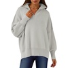 image:imageANRABESS Womens Oversized Quarter Zip Pullover Sweaters  Fall Fashion Outfits Long Sleeve Slit Side Baggy Loose Fit 14 Zip Lapel Collared Ribbed Knit Soft Warm Winter ClothingGray