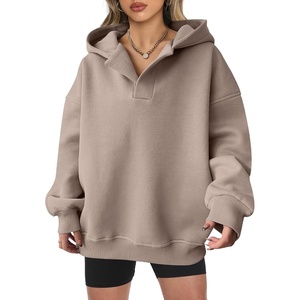 image:imageANRABESS Hoodies for Women Oversized V Neck Sweatshirts  2026 Fall Fashion OutfitsLoose Fit Fleece Long Sleeve PulloverAesthetic Cute Comfort Travel HoodieY2K Teen Preppy ClothesCoffee Grey