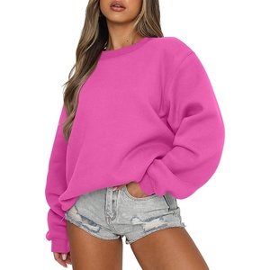 image:imageANRABESS Womens Long Sleeve Crewneck Oversized Sweatshirts  Fleece Loose Fit Pullover TopsSoft Cozy Teen Preppy Cute ShirtsWorkCasual Daily Lounge WearFall Winter ClothesHot Pink