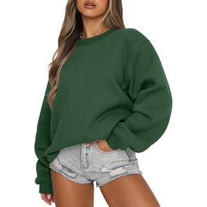 image:imageANRABESS Womens Long Sleeve Crewneck Oversized Sweatshirts  Fleece Loose Fit Pullover TopsSoft Cozy Teen Preppy Cute ShirtsWorkCasual Daily Lounge WearFall Winter ClothesDark Green