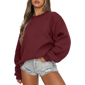 image:imageANRABESS Womens Long Sleeve Crewneck Oversized Sweatshirts  Fleece Loose Fit Pullover TopsSoft Cozy Teen Preppy Cute ShirtsWorkCasual Daily Lounge WearFall Winter ClothesDeep Red
