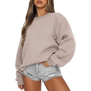 image:imageANRABESS Womens Long Sleeve Crewneck Oversized Sweatshirts  Fleece Loose Fit Pullover TopsSoft Cozy Teen Preppy Cute ShirtsWorkCasual Daily Lounge WearFall Winter ClothesLight Khaki