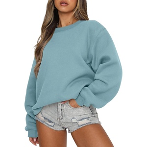 image:imageANRABESS Womens Long Sleeve Crewneck Oversized Sweatshirts  Fleece Loose Fit Pullover TopsSoft Cozy Teen Preppy Cute ShirtsWorkCasual Daily Lounge WearFall Winter ClothesLake Green