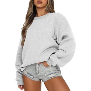 image:imageANRABESS Womens Long Sleeve Crewneck Oversized Sweatshirts  Fleece Loose Fit Pullover TopsSoft Cozy Teen Preppy Cute ShirtsWorkCasual Daily Lounge WearFall Winter ClothesGray