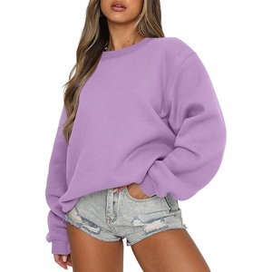 image:imageANRABESS Womens Long Sleeve Crewneck Oversized Sweatshirts  Fleece Loose Fit Pullover TopsSoft Cozy Teen Preppy Cute ShirtsWorkCasual Daily Lounge WearFall Winter ClothesLight Purple