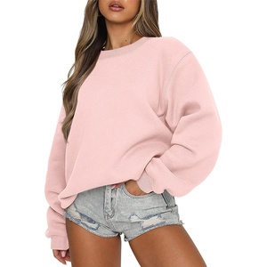 image:imageANRABESS Womens Long Sleeve Crewneck Oversized Sweatshirts  Fleece Loose Fit Pullover TopsSoft Cozy Teen Preppy Cute ShirtsWorkCasual Daily Lounge WearFall Winter ClothesLight Pink