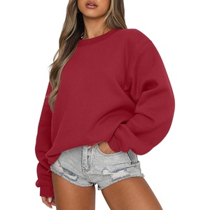 image:imageANRABESS Womens Long Sleeve Crewneck Oversized Sweatshirts  Fleece Loose Fit Pullover TopsSoft Cozy Teen Preppy Cute ShirtsWorkCasual Daily Lounge WearFall Winter ClothesRed