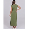 image:imageANRABESS Summer Dress for Women 2026 Maxi Sundresses Casual Cap Sleeve Crew Neck Loose Split Beach Travel Vacation ClothesArmy Green