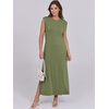 image:imageANRABESS Summer Dress for Women 2026 Maxi Sundresses Casual Cap Sleeve Crew Neck Loose Split Beach Travel Vacation ClothesArmy Green