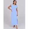 image:imageANRABESS Summer Dress for Women 2026 Maxi Sundresses Casual Cap Sleeve Crew Neck Loose Split Beach Travel Vacation ClothesFloral Blue White