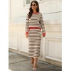 image:imageANRABESS Women 2 Piece Striped Sweater Skirt Set  Cozy Knit Matching Outfit Crew Neck Long Sleeve Top Midi Pencil Skirt Fall Winter Clothes for Work Casual Outing TravelKhaki Black Red