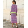 image:imageANRABESS Women 2 Piece Striped Sweater Skirt Set  Cozy Knit Matching Outfit Crew Neck Long Sleeve Top Midi Pencil Skirt Fall Winter Clothes for Work Casual Outing TravelPink Green
