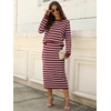 image:imageANRABESS Women 2 Piece Striped Sweater Skirt Set  Cozy Knit Matching Outfit Crew Neck Long Sleeve Top Midi Pencil Skirt Fall Winter Clothes for Work Casual Outing TravelRed White