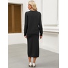 image:imageANRABESS Women 2 Piece Striped Sweater Skirt Set  Cozy Knit Matching Outfit Crew Neck Long Sleeve Top Midi Pencil Skirt Fall Winter Clothes for Work Casual Outing TravelBlack