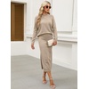 image:imageANRABESS Women 2 Piece Striped Sweater Skirt Set  Cozy Knit Matching Outfit Crew Neck Long Sleeve Top Midi Pencil Skirt Fall Winter Clothes for Work Casual Outing TravelKhaki