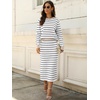 image:imageANRABESS Women 2 Piece Striped Sweater Skirt Set  Cozy Knit Matching Outfit Crew Neck Long Sleeve Top Midi Pencil Skirt Fall Winter Clothes for Work Casual Outing TravelWhite Grey Beige