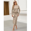 image:imageANRABESS Women 2 Piece Striped Sweater Skirt Set  Cozy Knit Matching Outfit Crew Neck Long Sleeve Top Midi Pencil Skirt Fall Winter Clothes for Work Casual Outing TravelKhaki