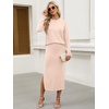 image:imageANRABESS Women 2 Piece Striped Sweater Skirt Set  Cozy Knit Matching Outfit Crew Neck Long Sleeve Top Midi Pencil Skirt Fall Winter Clothes for Work Casual Outing TravelBeige