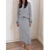 image:imageANRABESS Women 2 Piece Striped Sweater Skirt Set  Cozy Knit Matching Outfit Crew Neck Long Sleeve Top Midi Pencil Skirt Fall Winter Clothes for Work Casual Outing TravelGrey White