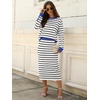 image:imageANRABESS Women 2 Piece Striped Sweater Skirt Set  Cozy Knit Matching Outfit Crew Neck Long Sleeve Top Midi Pencil Skirt Fall Winter Clothes for Work Casual Outing TravelWhite Black Blue