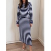 image:imageANRABESS Women 2 Piece Striped Sweater Skirt Set  Cozy Knit Matching Outfit Crew Neck Long Sleeve Top Midi Pencil Skirt Fall Winter Clothes for Work Casual Outing TravelBlue White