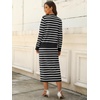 image:imageANRABESS Women 2 Piece Striped Sweater Skirt Set  Cozy Knit Matching Outfit Crew Neck Long Sleeve Top Midi Pencil Skirt Fall Winter Clothes for Work Casual Outing TravelWhite Black