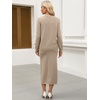 image:imageANRABESS Women 2 Piece Striped Sweater Skirt Set  Cozy Knit Matching Outfit Crew Neck Long Sleeve Top Midi Pencil Skirt Fall Winter Clothes for Work Casual Outing TravelKhaki