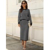 image:imageANRABESS Women 2 Piece Striped Sweater Skirt Set  Cozy Knit Matching Outfit Crew Neck Long Sleeve Top Midi Pencil Skirt Fall Winter Clothes for Work Casual Outing TravelWhite Black
