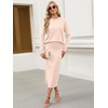 image:imageANRABESS Women 2 Piece Striped Sweater Skirt Set  Cozy Knit Matching Outfit Crew Neck Long Sleeve Top Midi Pencil Skirt Fall Winter Clothes for Work Casual Outing TravelBeige