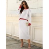 image:imageANRABESS Women 2 Piece Striped Sweater Skirt Set  Cozy Knit Matching Outfit Crew Neck Long Sleeve Top Midi Pencil Skirt Fall Winter Clothes for Work Casual Outing TravelWhite Grey Red