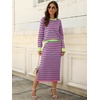 image:imageANRABESS Women 2 Piece Striped Sweater Skirt Set  Cozy Knit Matching Outfit Crew Neck Long Sleeve Top Midi Pencil Skirt Fall Winter Clothes for Work Casual Outing TravelPink Green