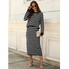 image:imageANRABESS Women 2 Piece Striped Sweater Skirt Set  Cozy Knit Matching Outfit Crew Neck Long Sleeve Top Midi Pencil Skirt Fall Winter Clothes for Work Casual Outing TravelWhite Black