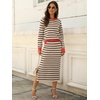 image:imageANRABESS Women 2 Piece Striped Sweater Skirt Set  Cozy Knit Matching Outfit Crew Neck Long Sleeve Top Midi Pencil Skirt Fall Winter Clothes for Work Casual Outing TravelKhaki Black Red