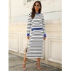 image:imageANRABESS Women 2 Piece Striped Sweater Skirt Set  Cozy Knit Matching Outfit Crew Neck Long Sleeve Top Midi Pencil Skirt Fall Winter Clothes for Work Casual Outing TravelWhite Black Blue