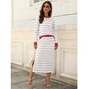 image:imageANRABESS Women 2 Piece Striped Sweater Skirt Set  Cozy Knit Matching Outfit Crew Neck Long Sleeve Top Midi Pencil Skirt Fall Winter Clothes for Work Casual Outing TravelWhite Grey Red